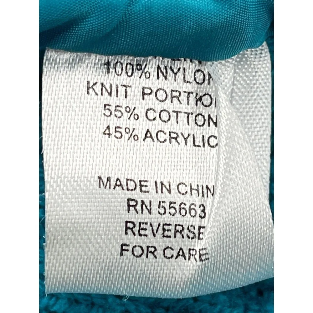 Vintage For Cynthia Petite Women's Teal Quilted Knit Zip Sweater Jacket Size‎ PL
